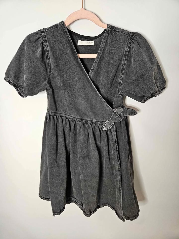 Zara girls black denim dress