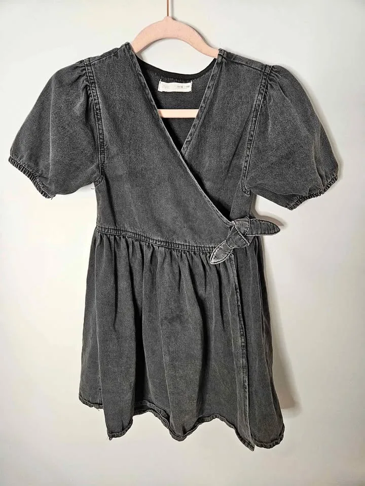 Zara girls black denim dress thumbnail