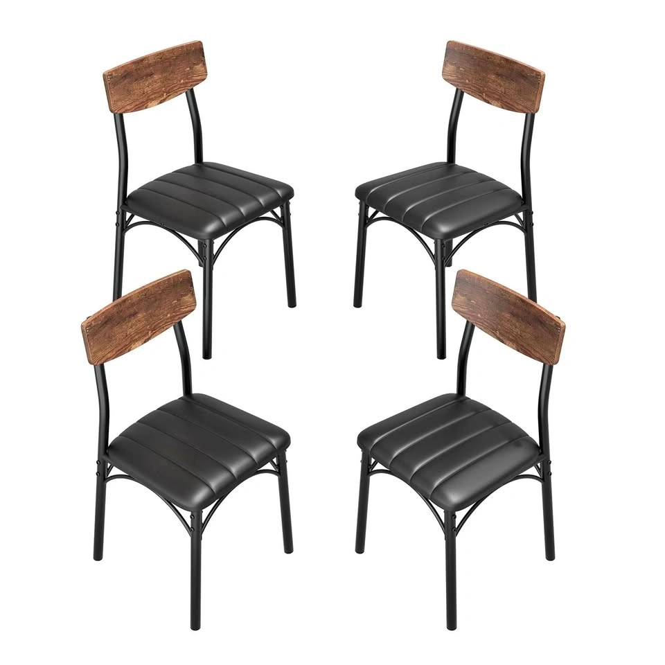 Dining Chairs Set of 4 – PU Leather Rustic Kitchen Chairs