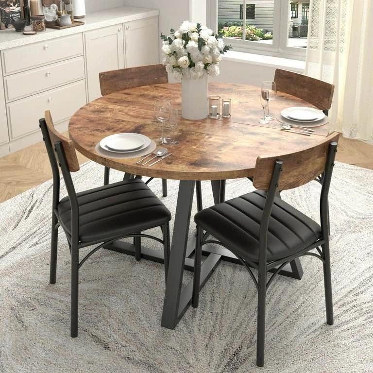 Dining Chairs Set of 4 – PU Leather Rustic Kitchen Chairs - photo 3