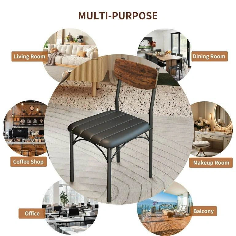 Dining Chairs Set of 4 – PU Leather Rustic Kitchen Chairs - photo 4