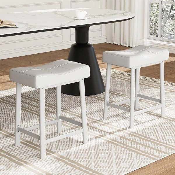 Set of 4 White 24" Counter Bar Stools - photo 2
