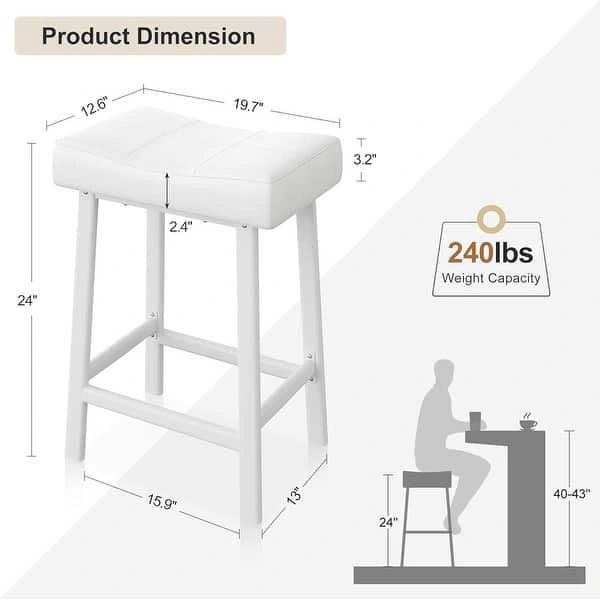 Set of 4 White 24" Counter Bar Stools - photo 4