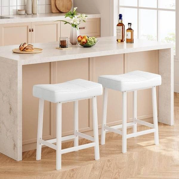 Set of 4 White 24" Counter Bar Stools - photo 5