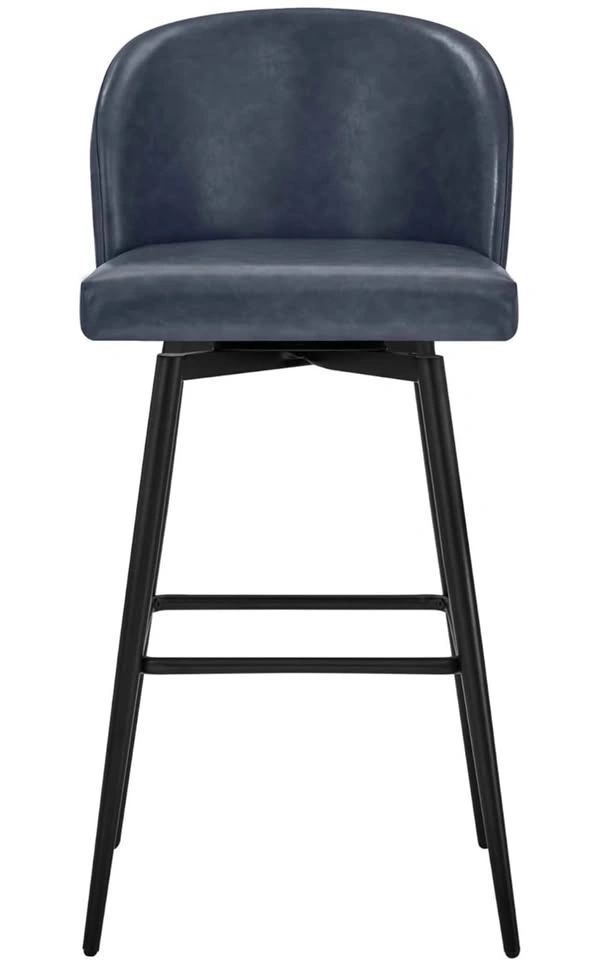 30" Blue Faux Leather Bar Stools - Set of 3 - photo 5