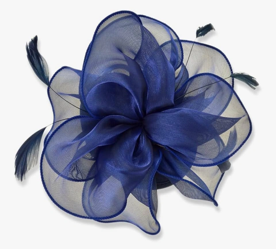 Royal Blue Feather Fascinator Tea Party Hat - photo 2