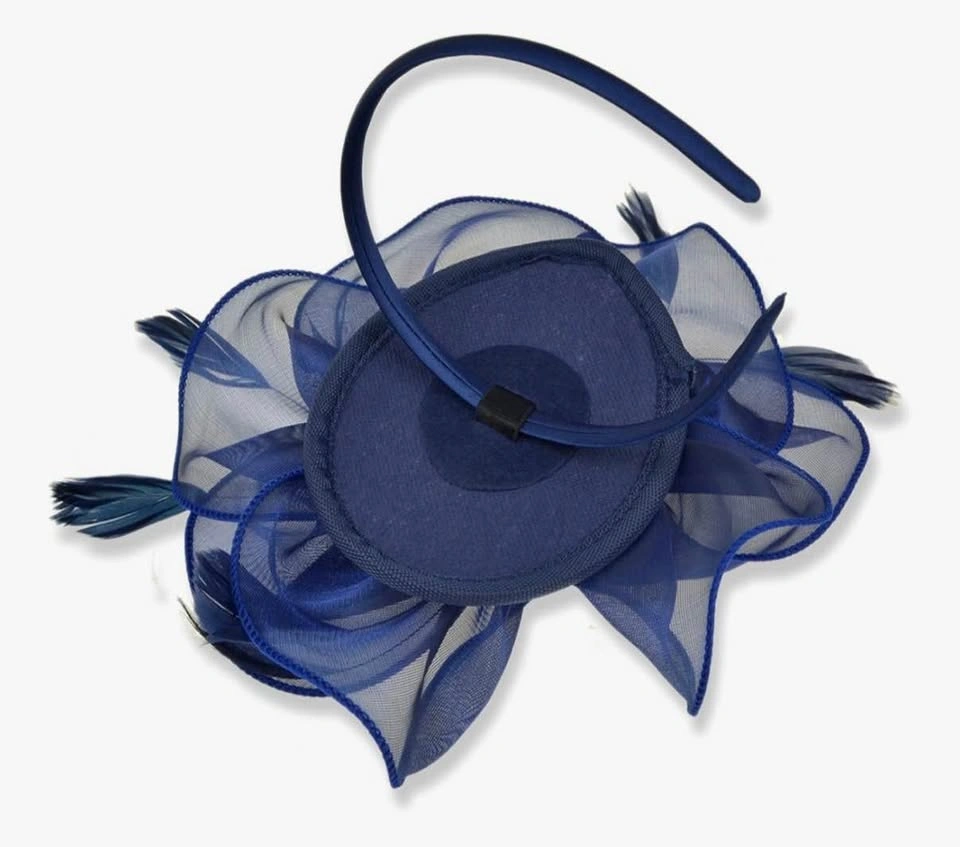 Royal Blue Feather Fascinator Tea Party Hat - photo 3