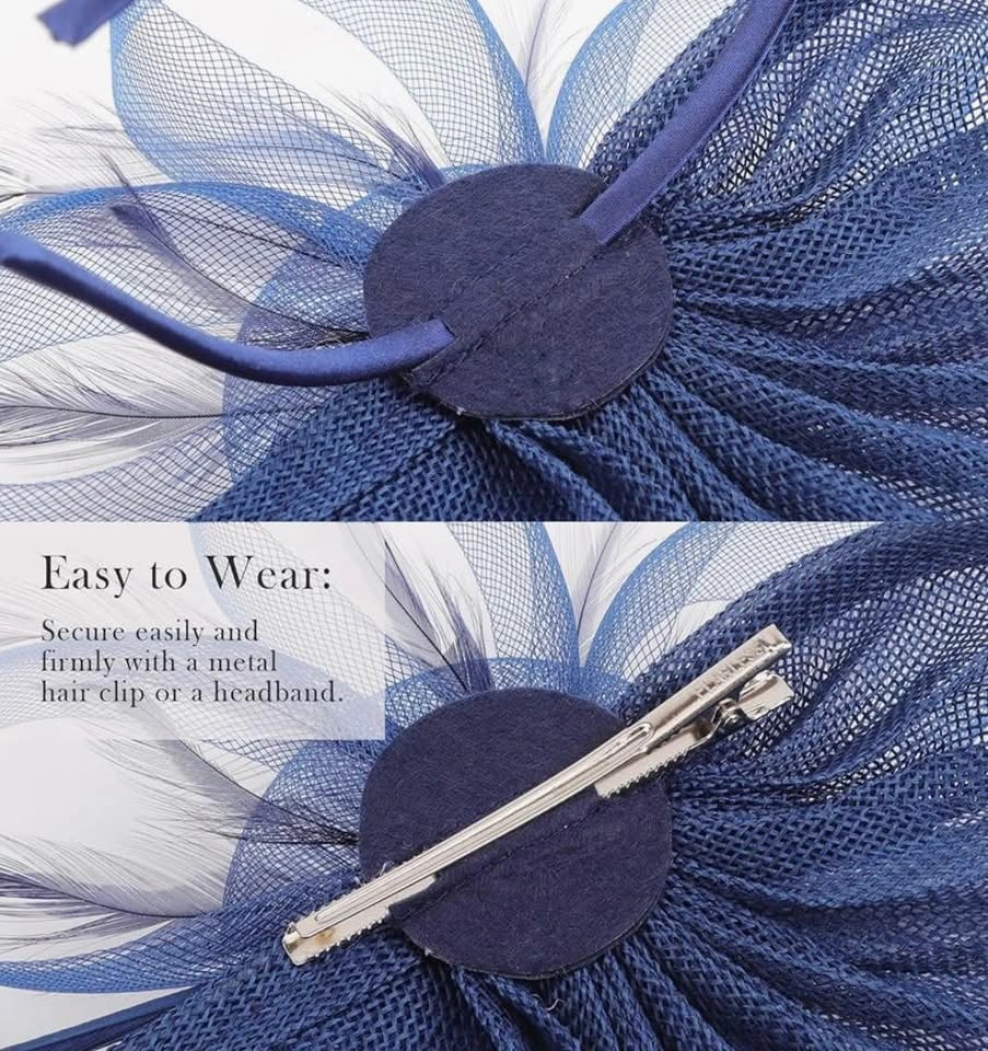 Royal Blue Feather Fascinator Tea Party Hat - photo 5