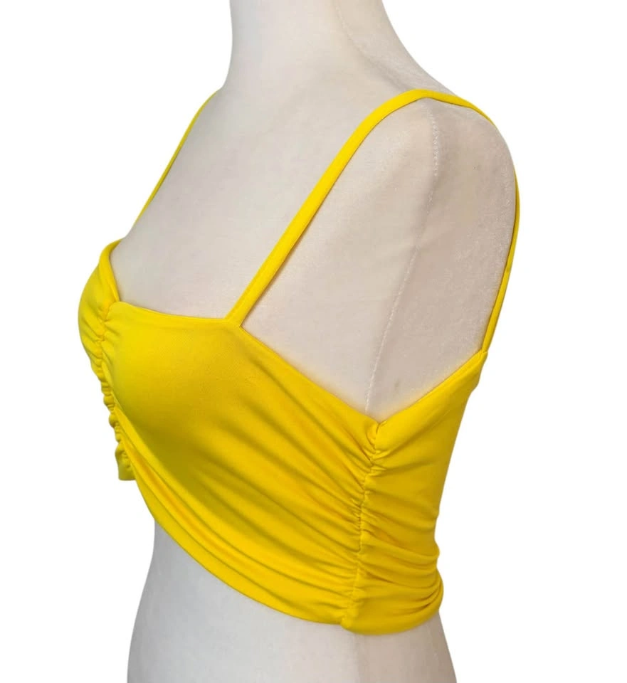 Mellow Yellow Ruched Sweetheart Crop Top - Women's Medium - photo 2
