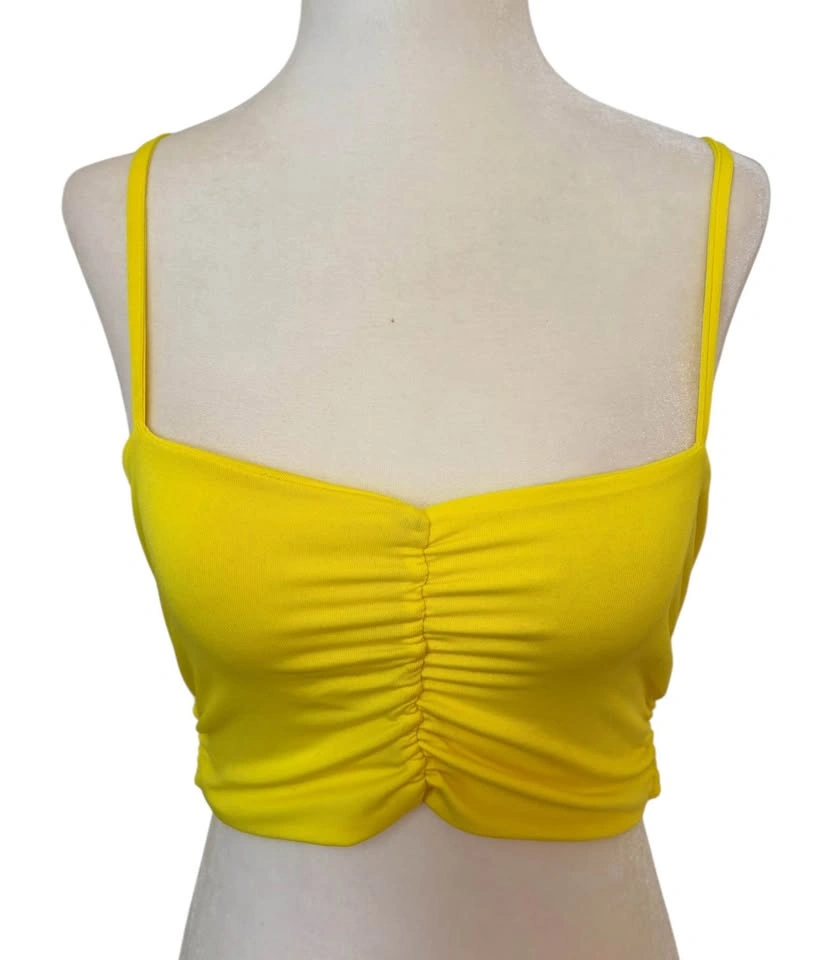 Mellow Yellow Ruched Sweetheart Crop Top - Women's Medium - photo 3