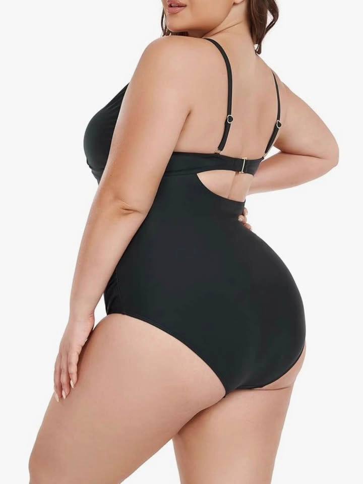 NEW Ocean Blues Black Plus Size XXL Ruched Wrap One Piece Swimsu - photo 4