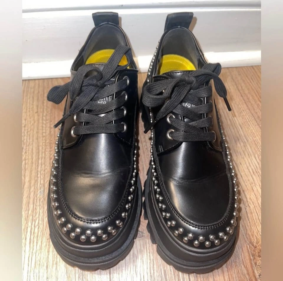 Buffalo London Black Faux Leather Platform Loafers Size 37 - photo 3