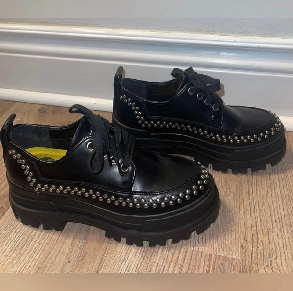 Buffalo London Black Faux Leather Platform Loafers Size 37 - photo 4