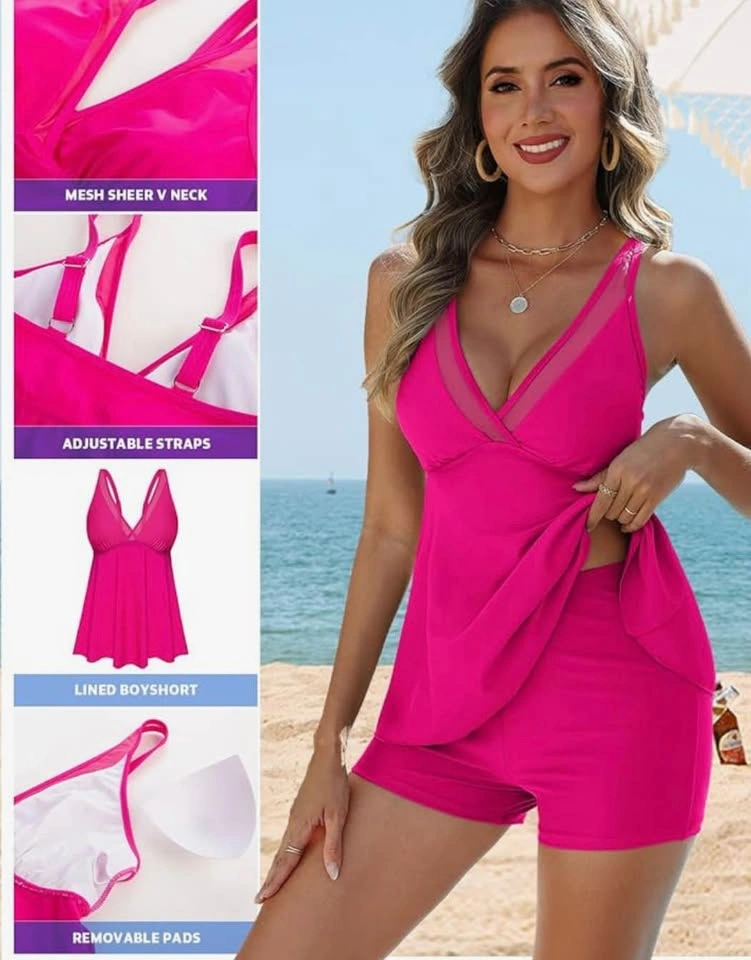 NEW Kate Kasin Black V-Neck Tankini Swim Top - Women's Small - photo 5