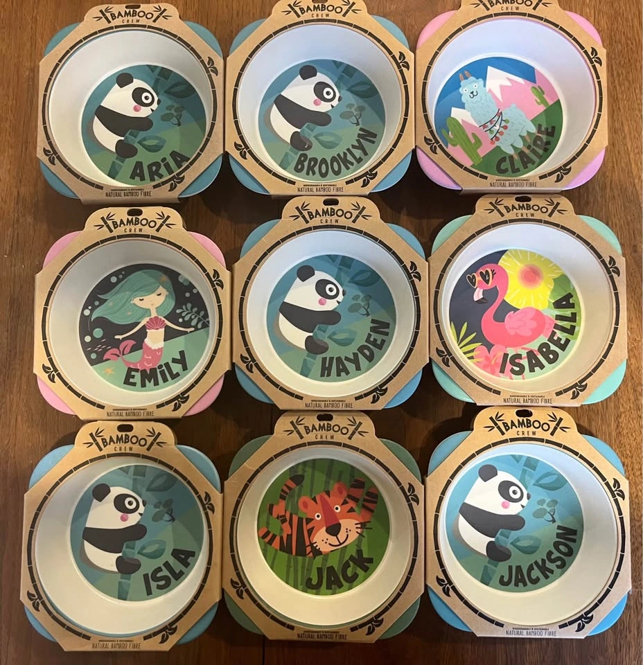 Bamboo Kids Bowls with Names - $1 Each