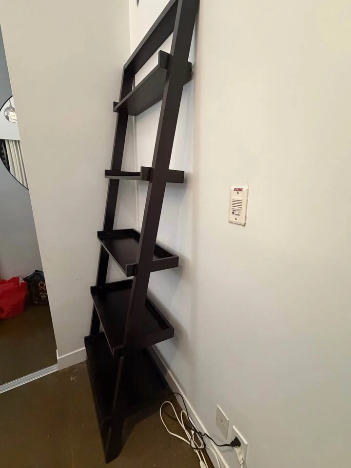 Dark Brown Ladder Bookshelf - photo 2