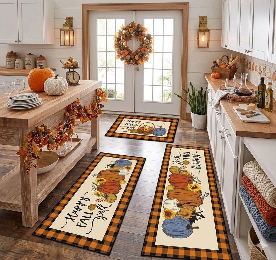 HEBE Fall Kitchen Rug Set - 3 Pieces