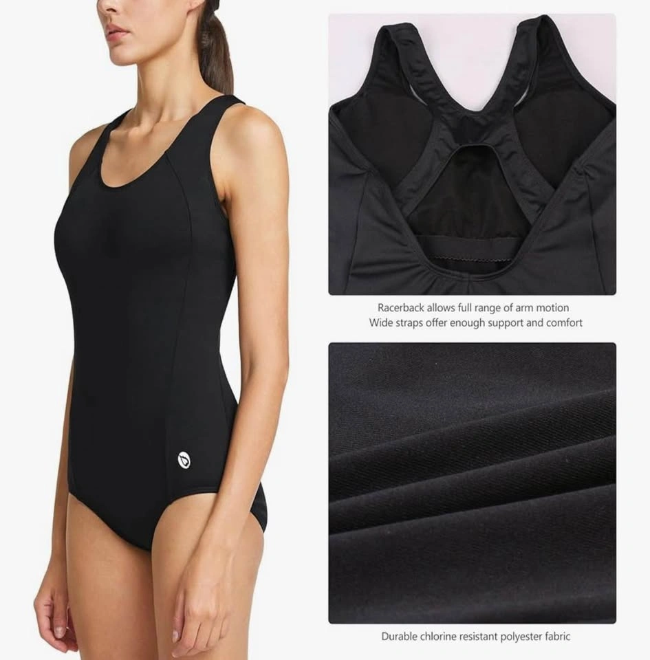NEW Baleaf Black Medium Athletic Racerback One Piece Swimsuit UP - photo 4