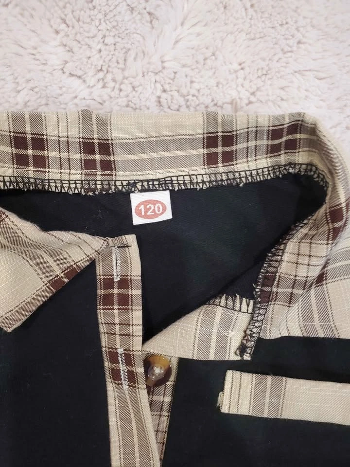 Kids 2-piece black plaid outfit size 120 - photo 3