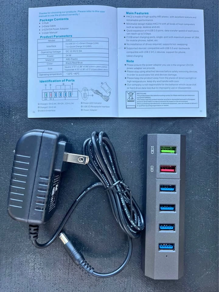 H4C2 6-Port USB 3.0 Hub with Quick Charge