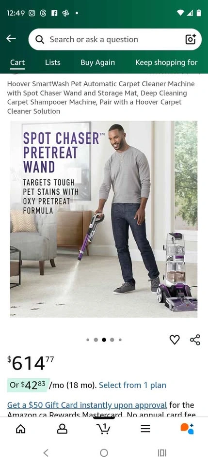 Hoover SmartWash Carpet Cleaner w/ Spot Chaser Wand - photo 4