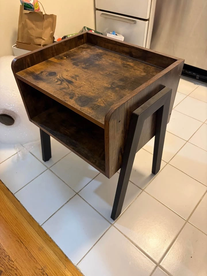 Industrial Side Table / Nightstand - Rustic Brown & Black - photo 2