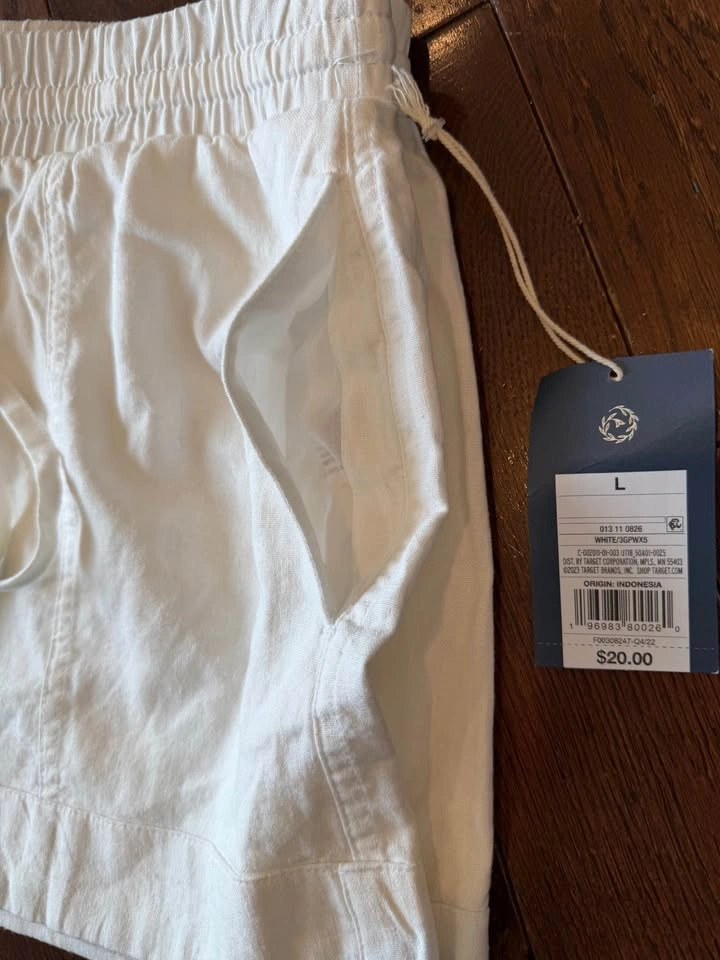 NWT Women’s Size Large White Linen Shorts $12 - photo 3