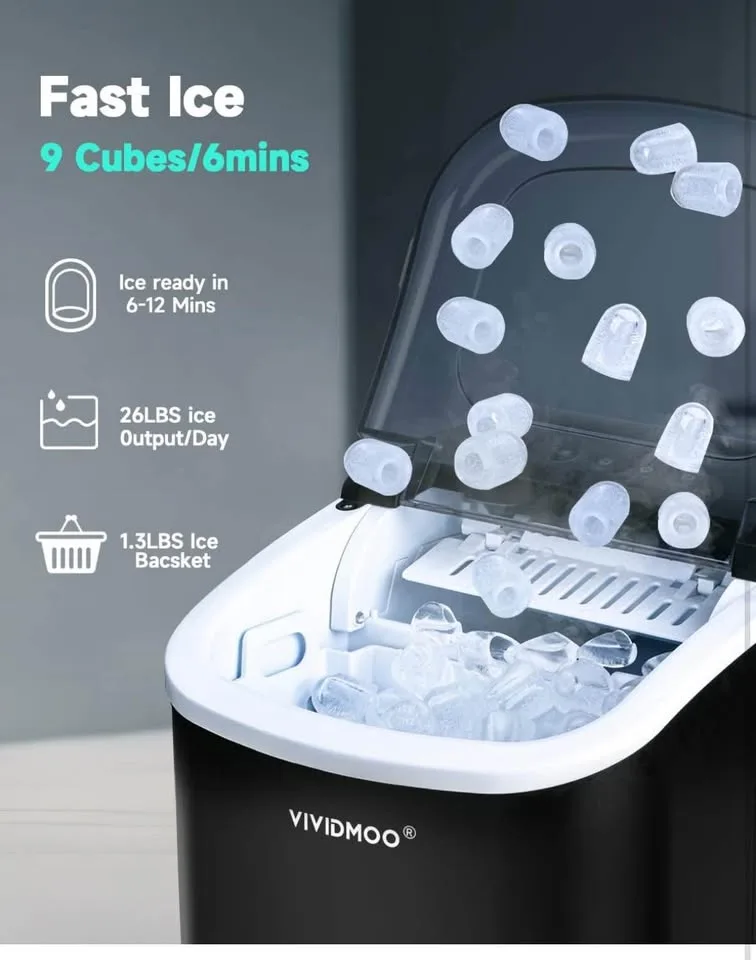 BRAND NEW- Countertop Ice Maker with Handle,26lbs/24H image indicator(3)