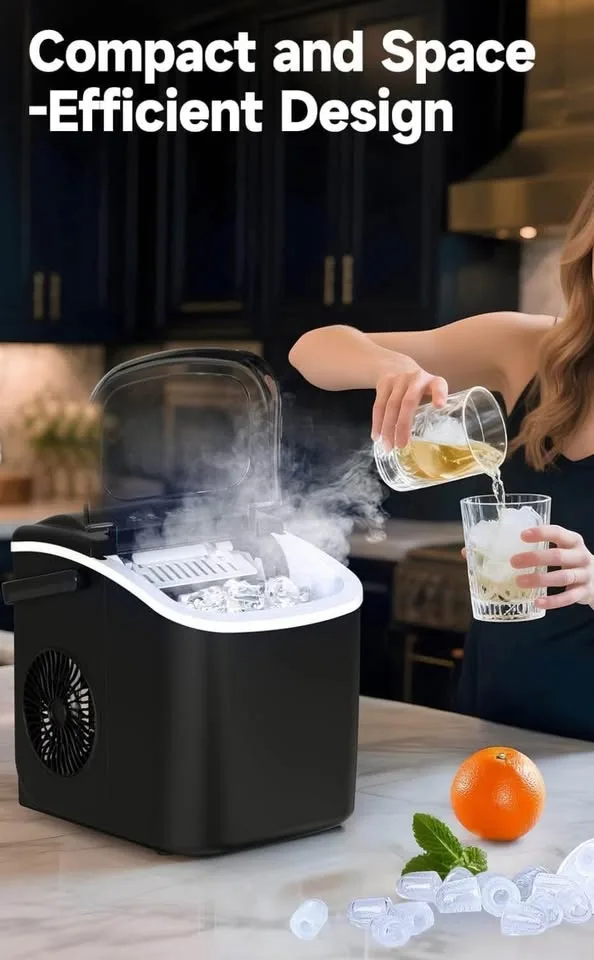 BRAND NEW- Countertop Ice Maker with Handle,26lbs/24H image indicator(4)