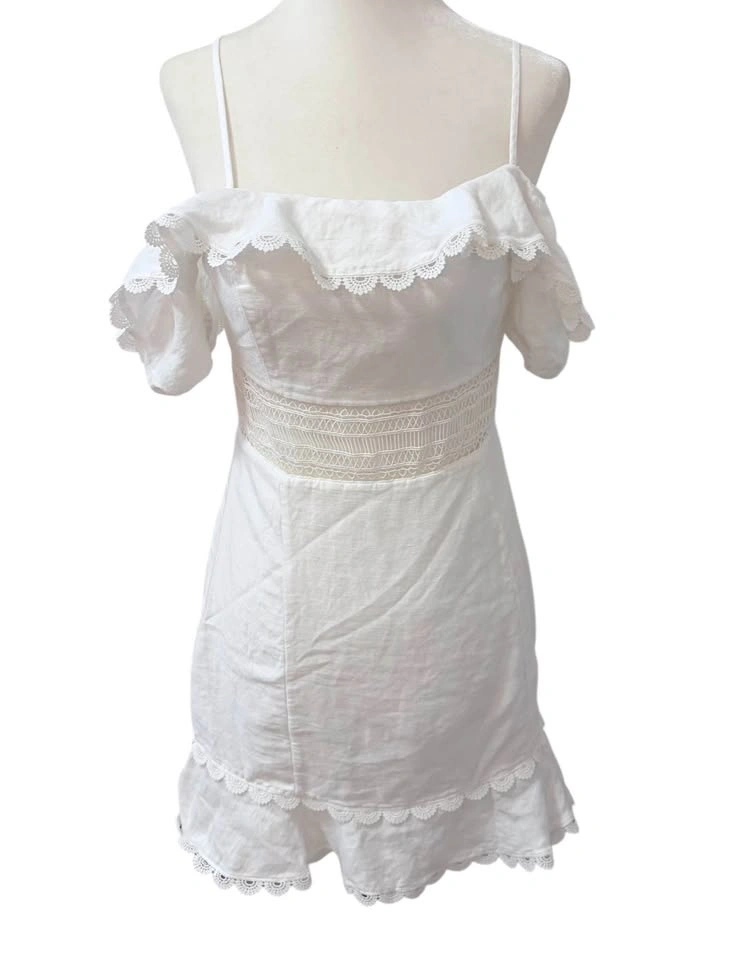 Princess Polly White Size 4 Lace Trim Off Shoulder Mini Dress Bo - photo 2