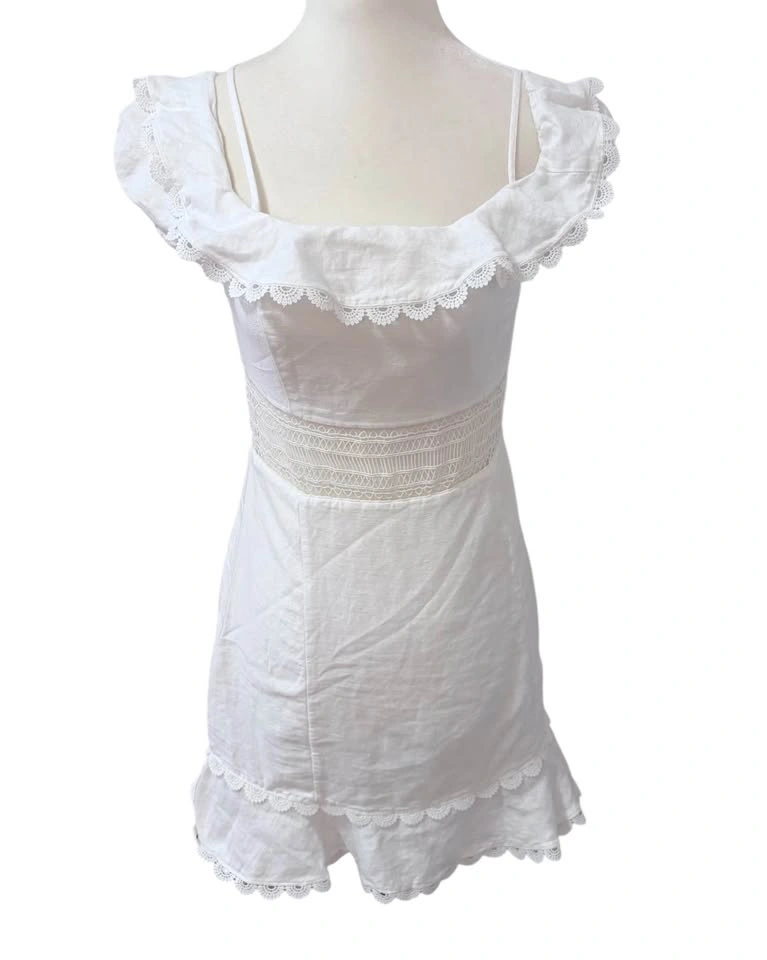Princess Polly White Size 4 Lace Trim Off Shoulder Mini Dress Bo - photo 3