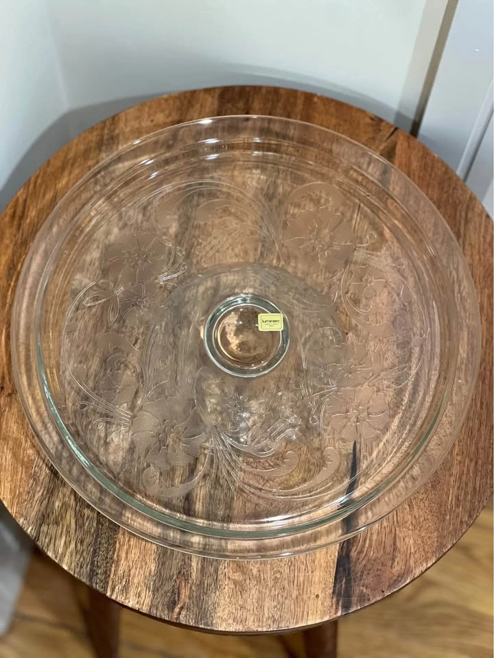 Vintage Luminarc Pedestal Cake Stand - Floral Glass 12.75" - photo 3