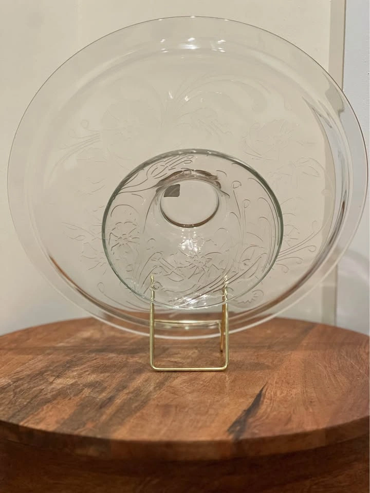 Vintage Luminarc Pedestal Cake Stand - Floral Glass 12.75" - photo 5