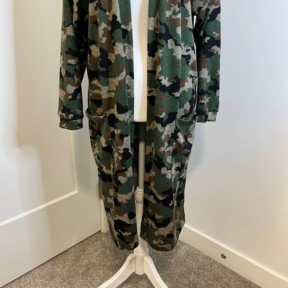 EMERALD Long Camouflage Open Front Cardigan - Size M - photo 3