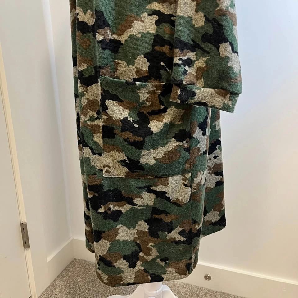 EMERALD Long Camouflage Open Front Cardigan - Size M - photo 5
