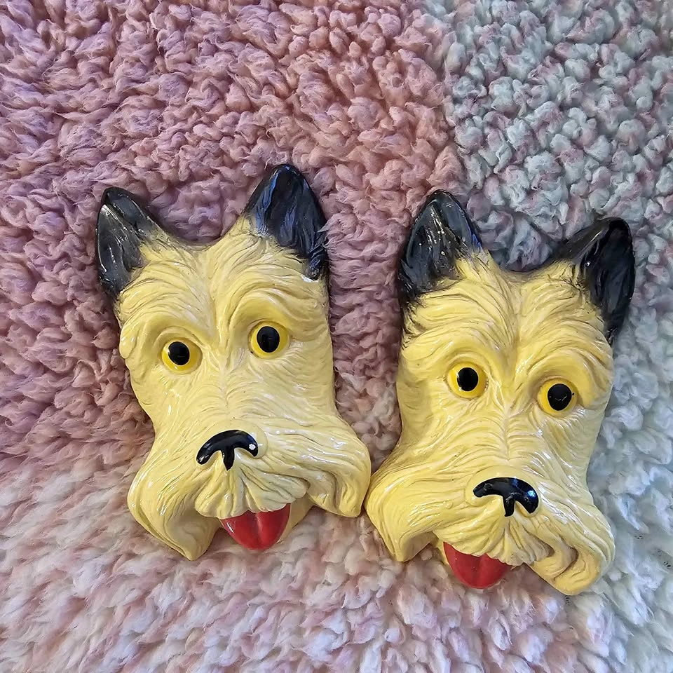 Vintage Ceramic Dog Wall Plaques (Pair)