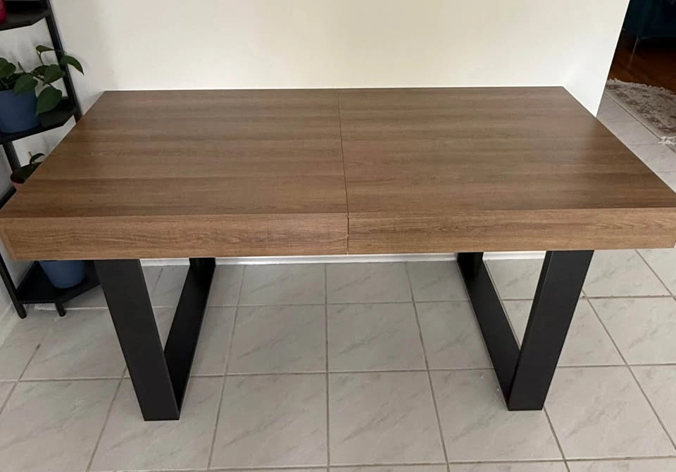 Modern Extendable Dining Table – Seats 4-8 – Walnut/Oak Top w/ B - photo 4