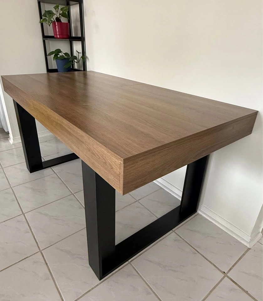 Modern Extendable Dining Table – Seats 4-8 – Walnut/Oak Top w/ B - photo 2