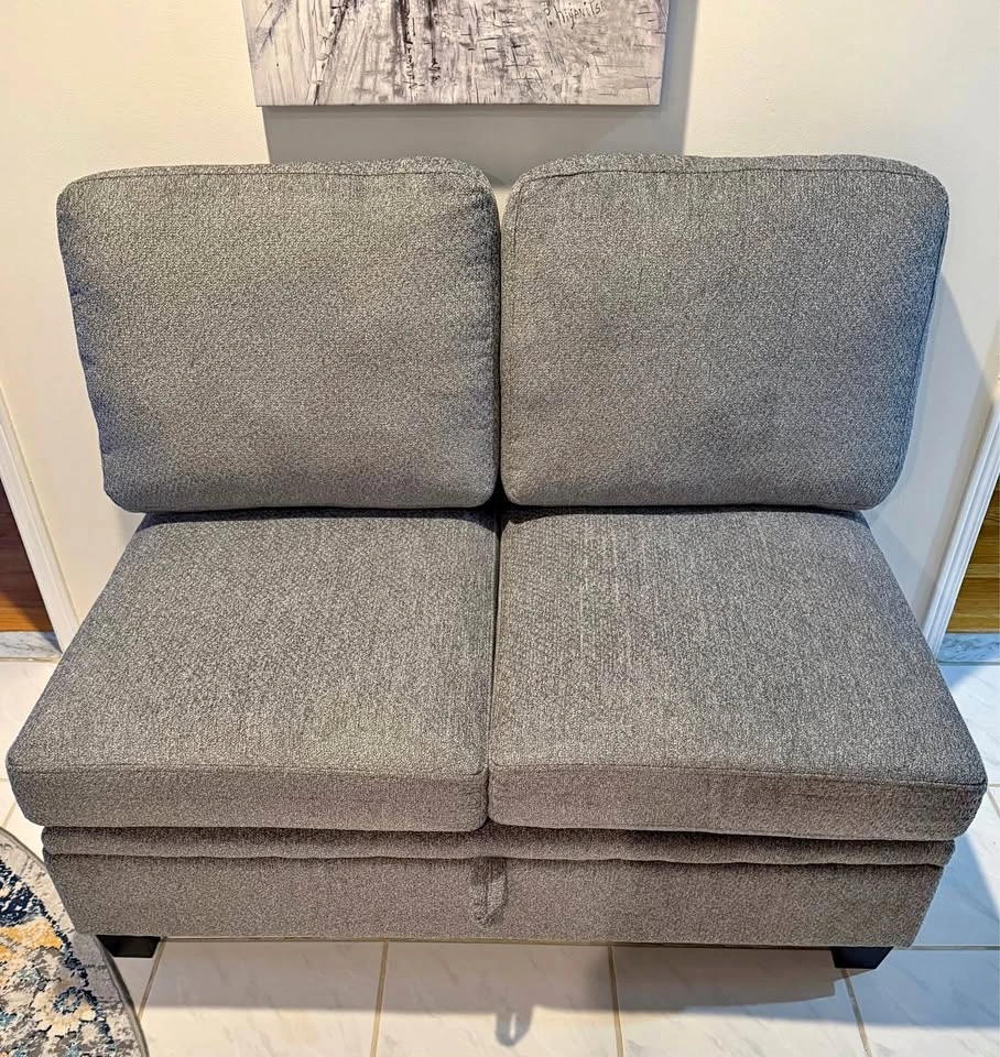 Modern Gray Storage Loveseat Sofa - Brand New