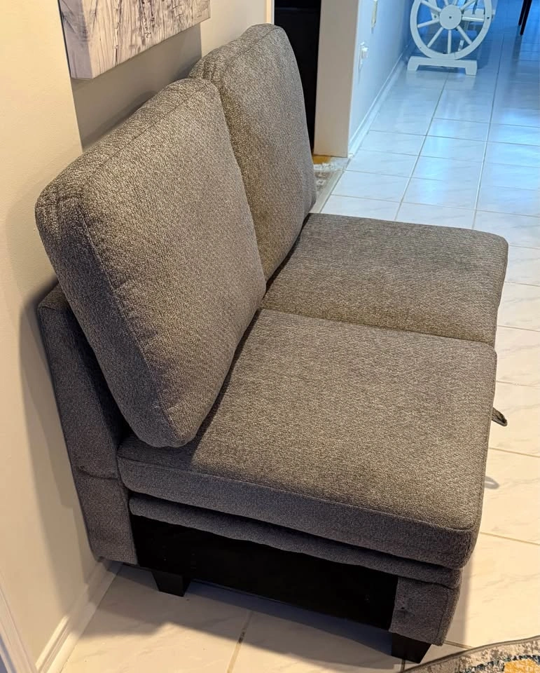 Modern Gray Storage Loveseat Sofa - Brand New - photo 4