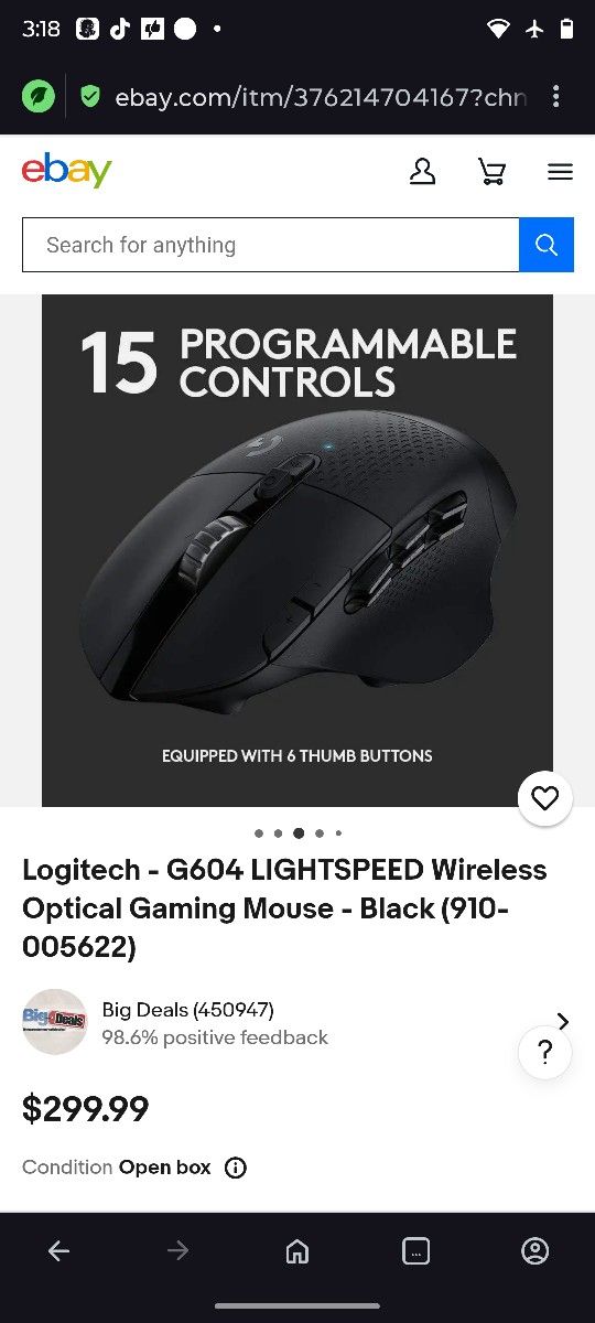 Logitech G604 Lightspeed Wireless Gaming Mouse - photo 2