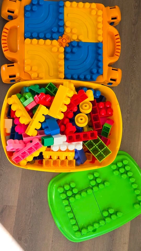 Big lot colorful building mega blocks with storage bin and base - photo 2
