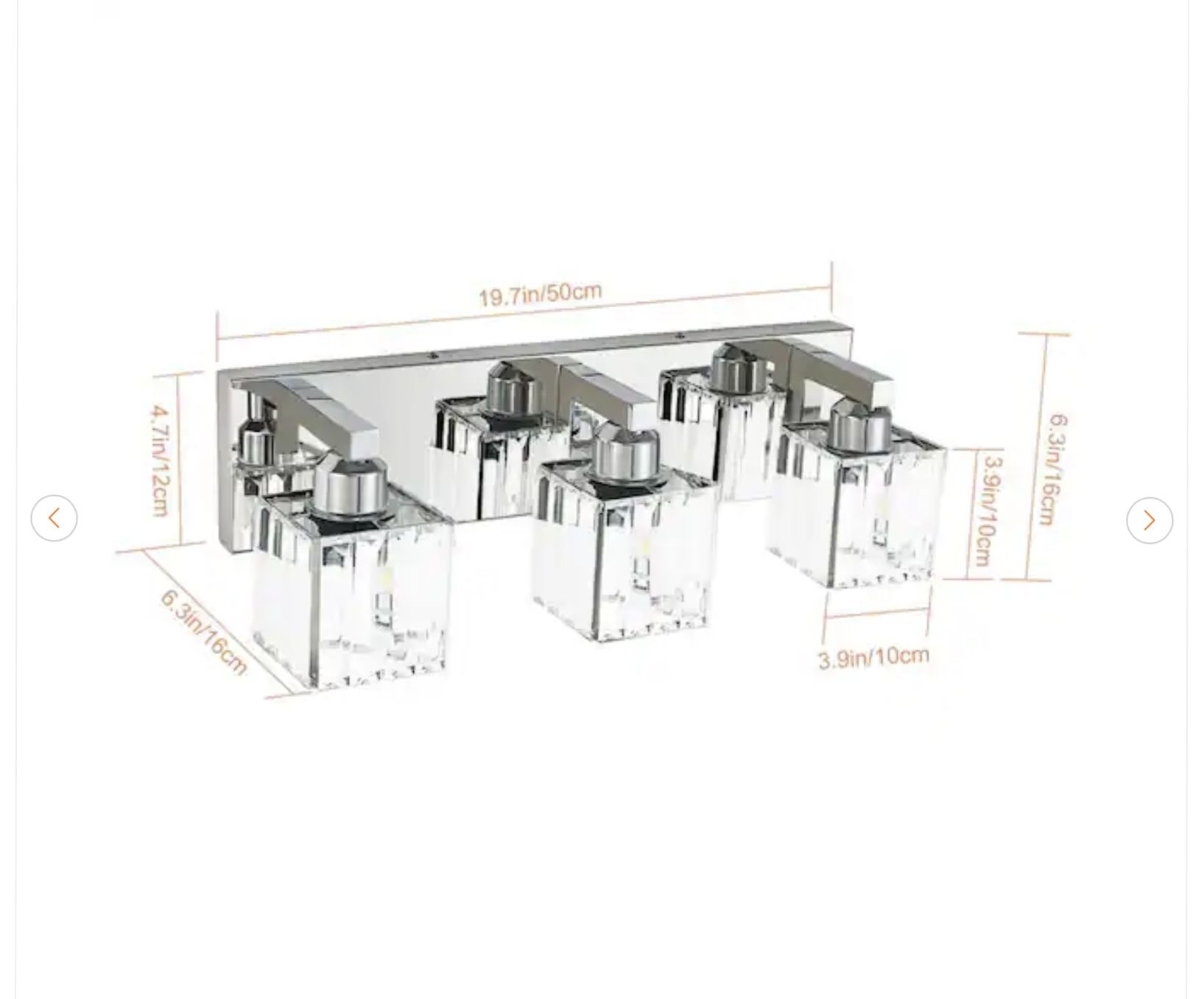 Orillia 19.7 in. 3-Light Chrome Bathroom Vanity Light - photo 3