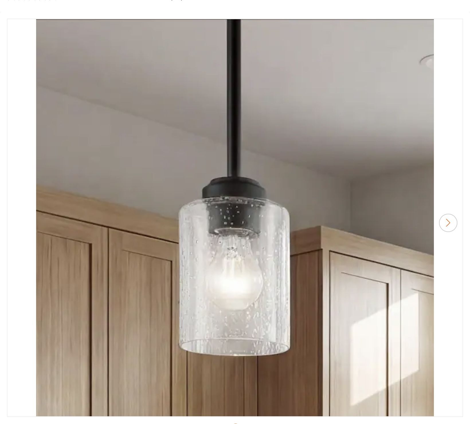 KICHLER Winslow Black Mini Pendant Light w/ Seeded Glass