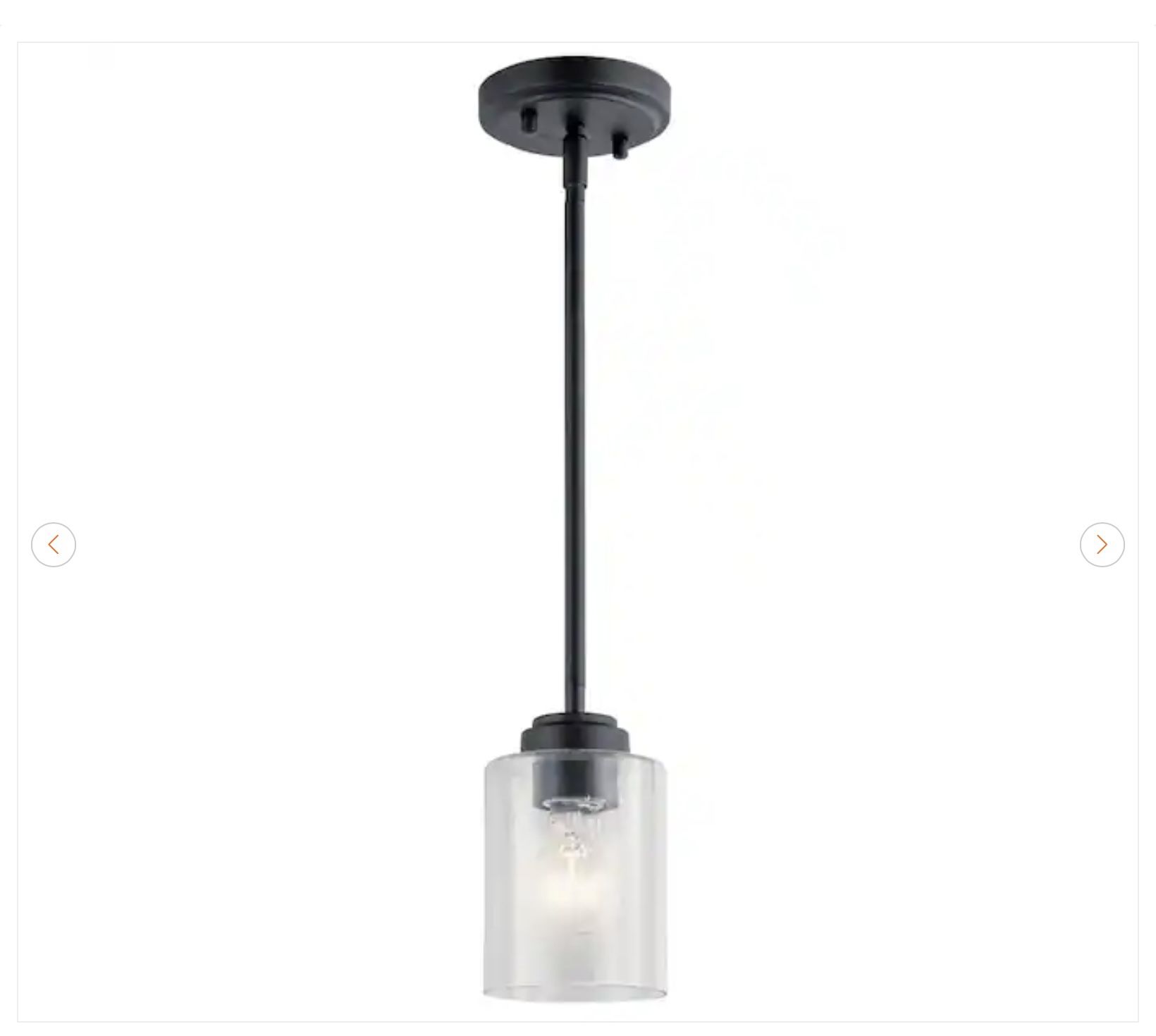 KICHLER Winslow Black Mini Pendant Light w/ Seeded Glass - photo 2