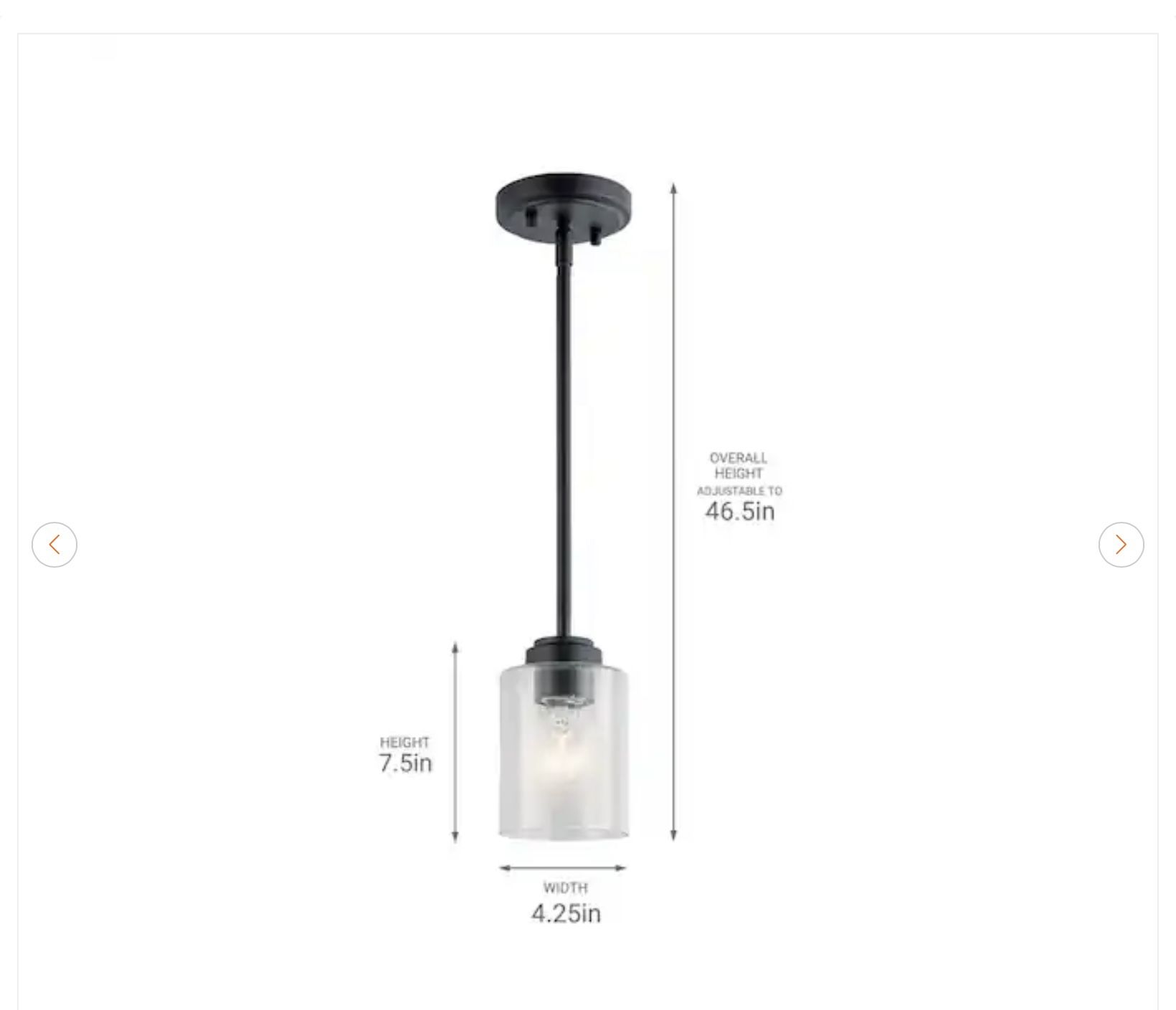KICHLER Winslow Black Mini Pendant Light w/ Seeded Glass - photo 3