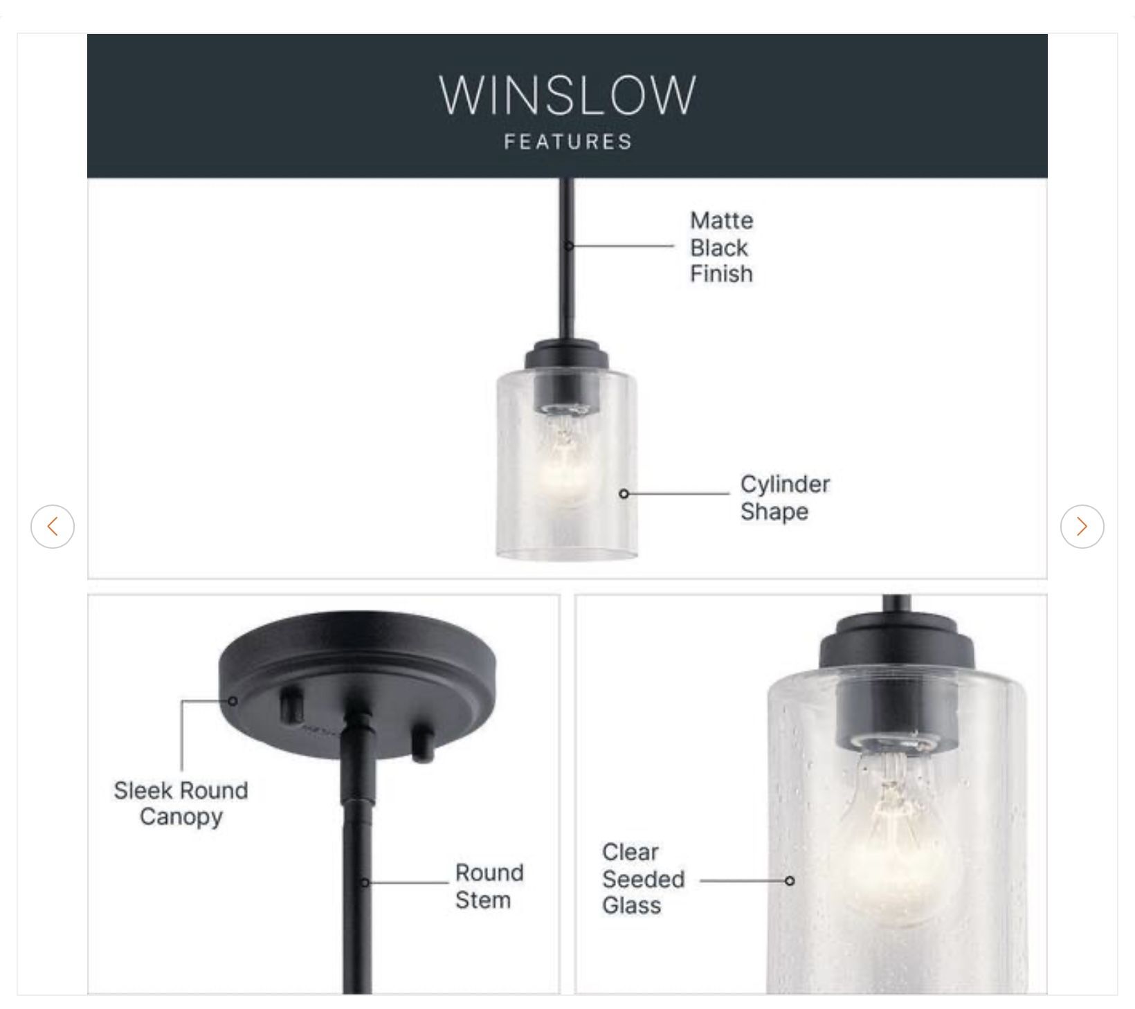 KICHLER Winslow Black Mini Pendant Light w/ Seeded Glass - photo 4