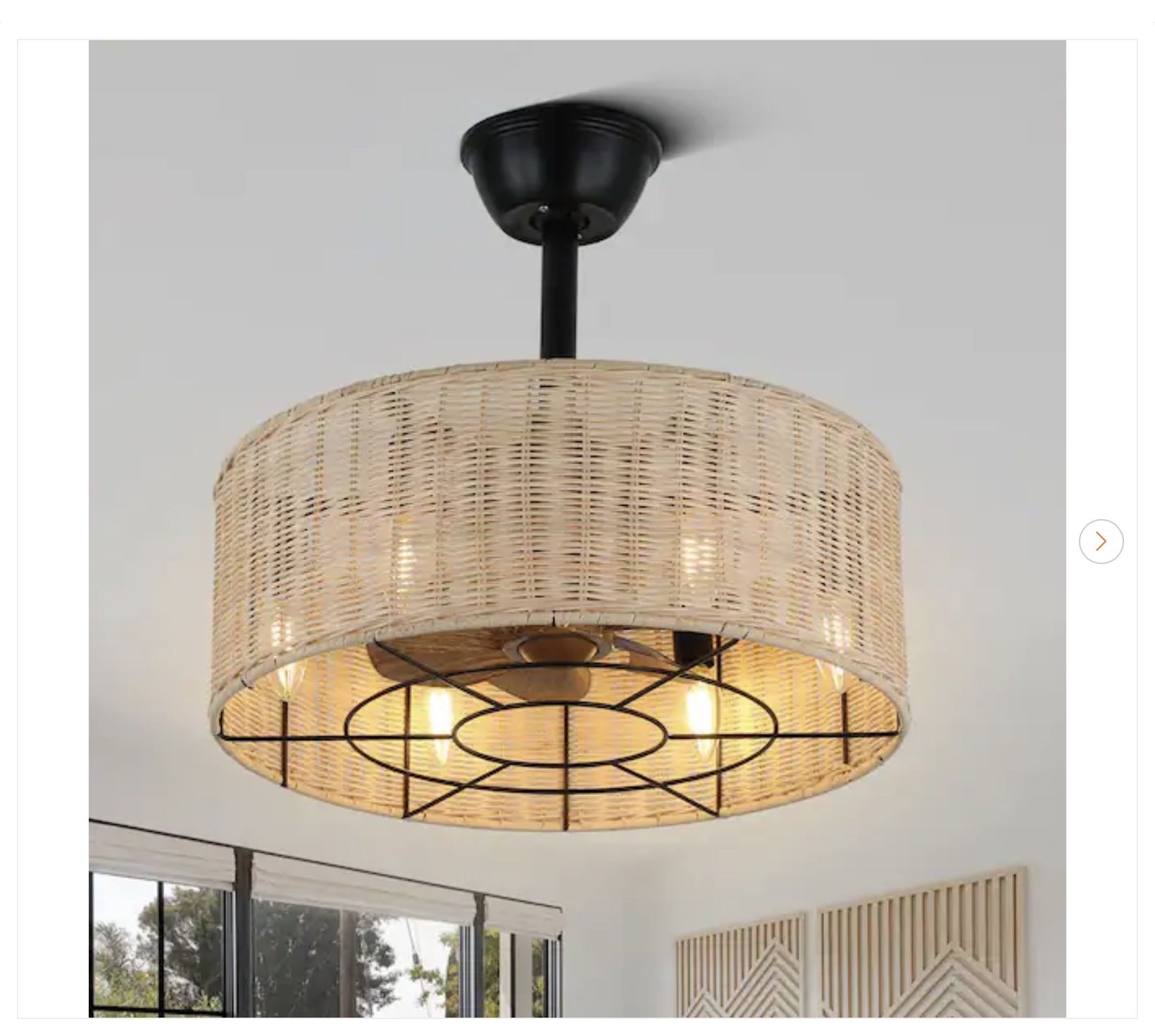 Banff 20 in. Rattan Wicker Indoor Brown Boho Zen Ceiling Fan w/