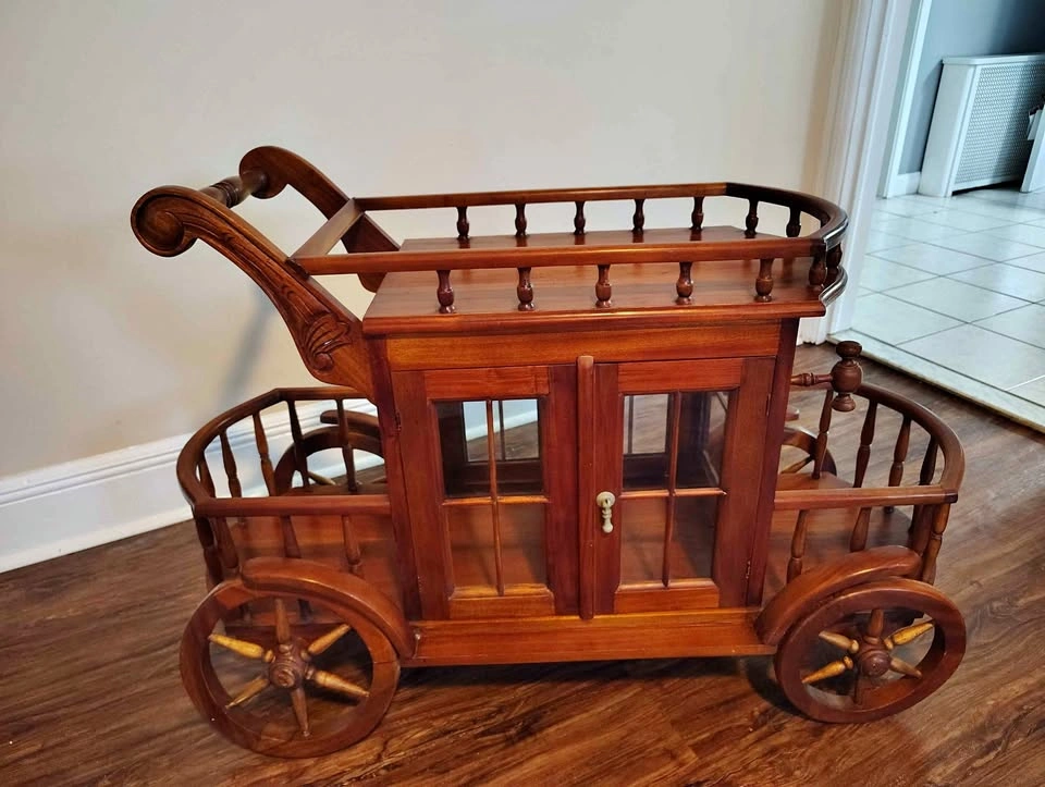1970s Vintage Stagecoach Bar Cart