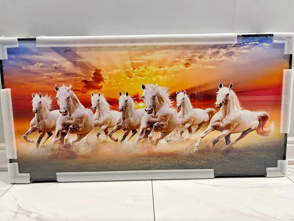 Seven Running Horses Sunrise Wall Art - Vastu Porcelain